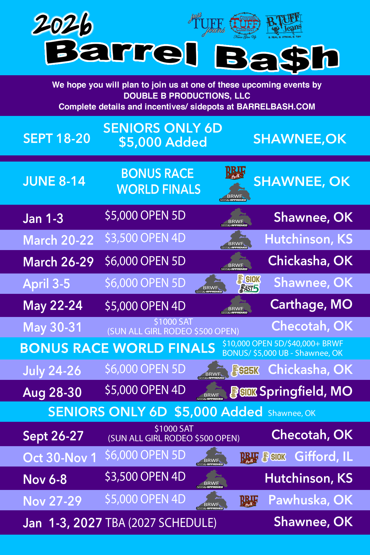 2026 BARREL BASH SCHEDULE