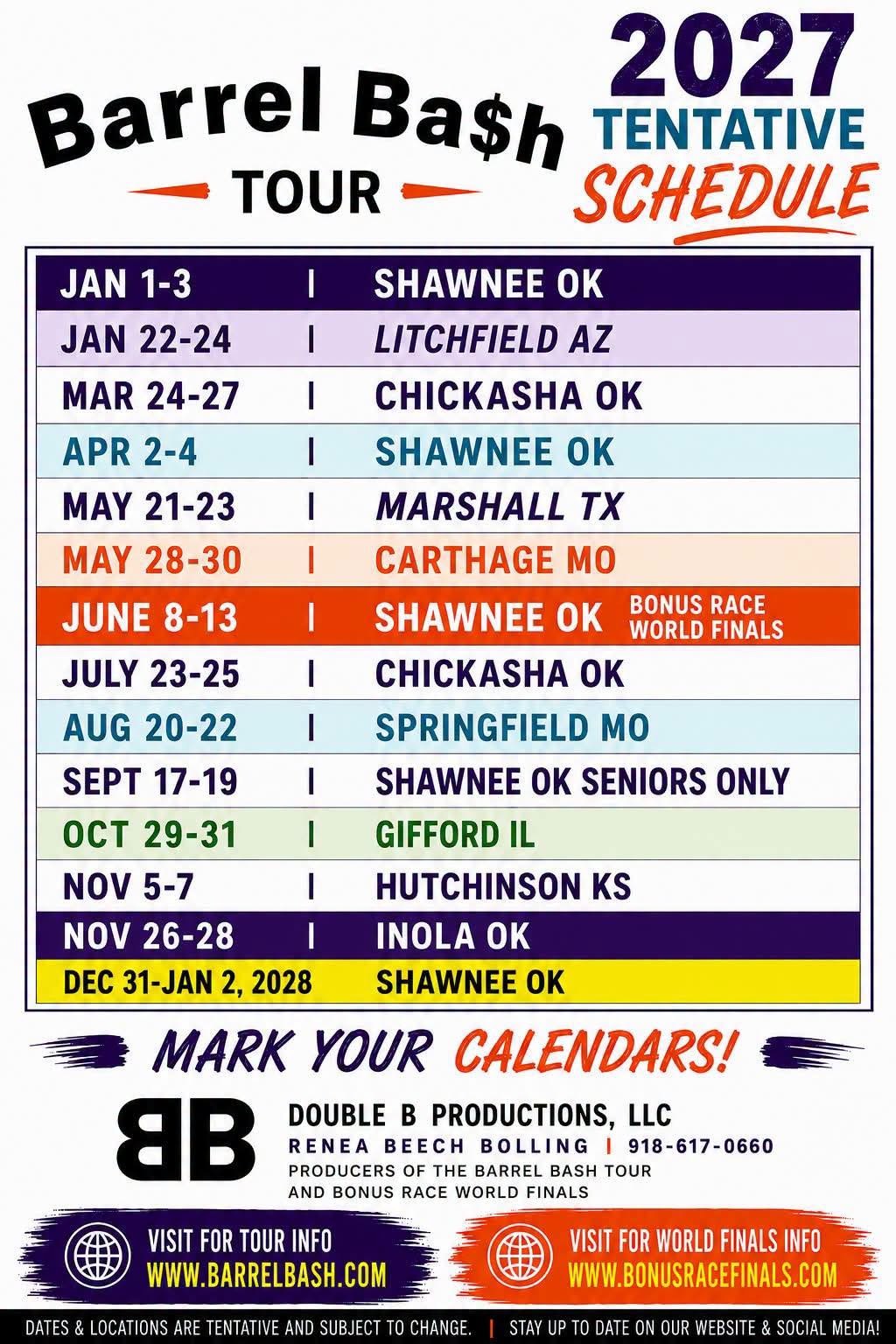 2027 schedule